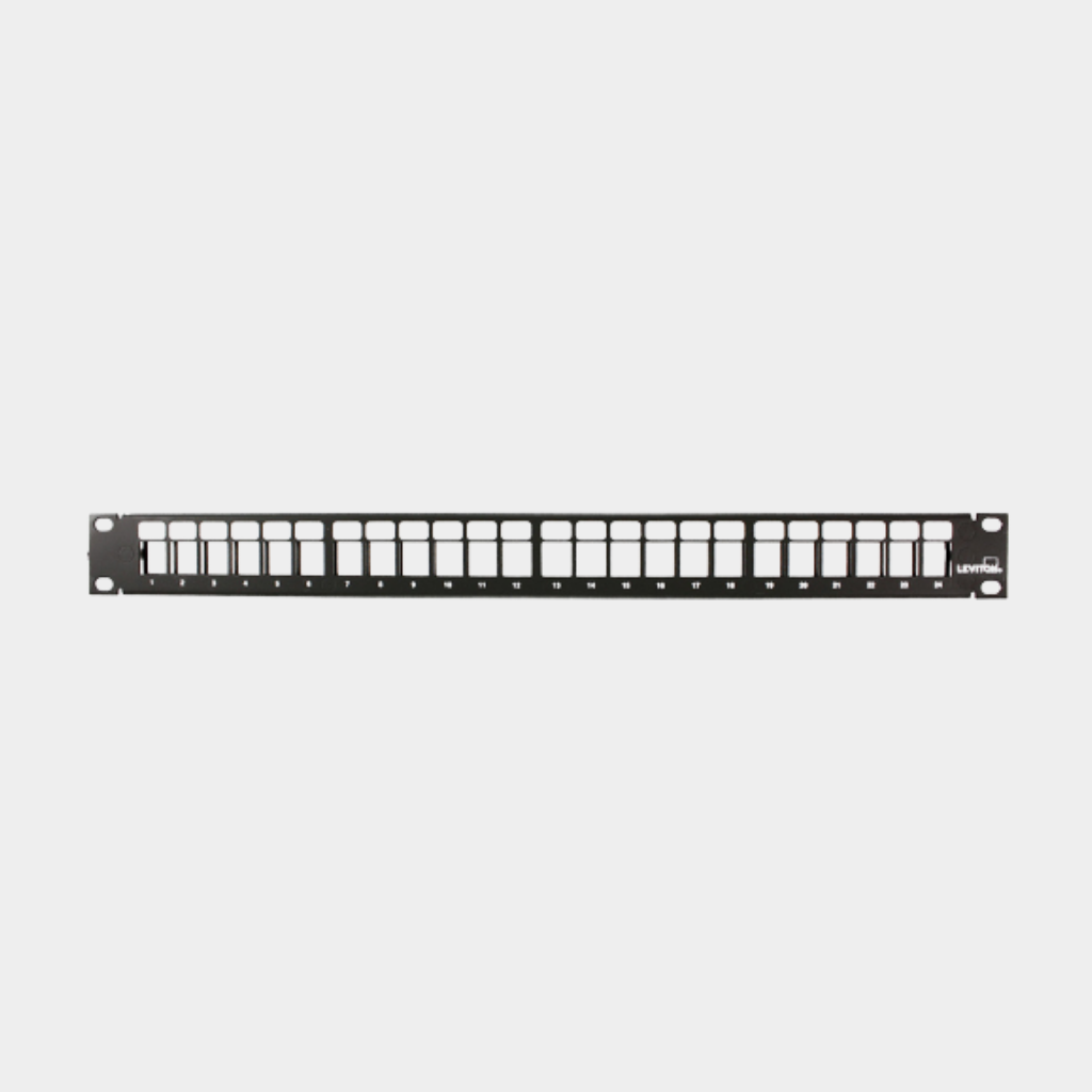 Leviton Quickport Patch panel 24-port, 1RU, Cable Management bar included I (49255-H24)