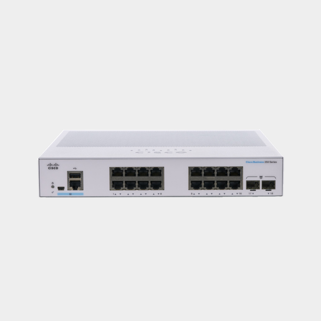 Cisco Smart Switch 16 Port GE 2x1G SFP Limited Lifetime Protection (CBS250-16T-2G-EU)