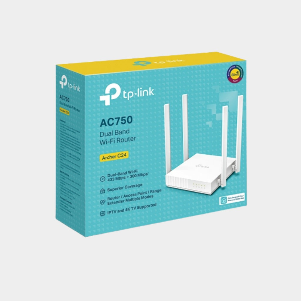 TP-Link Archer C24 AC750 Dual-Band Wi-Fi Router AC WiFi Router Wireless Router / WiFi Extender / Access Point Mode 3-in-one (ARCHER C24)